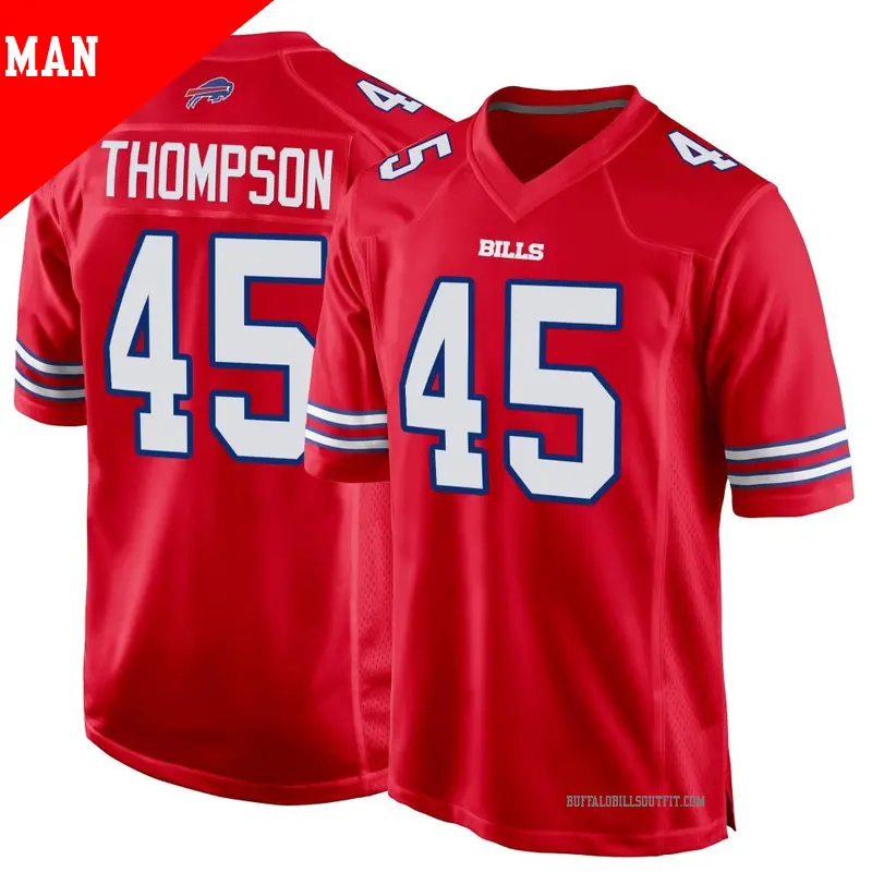Men's ＃45 Shaq Thompson Buffalo Bills Game Red Alternate Jersey