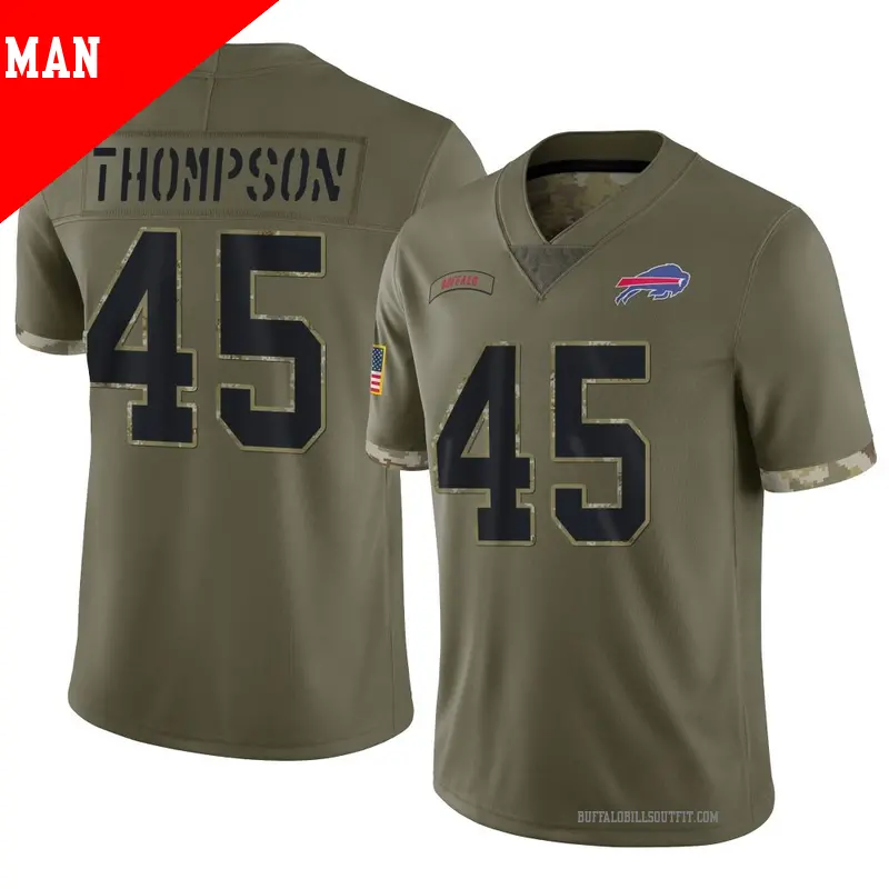 Men's ＃45 Shaq Thompson Buffalo Bills Limited Olive 2022 Salute To Service Jersey