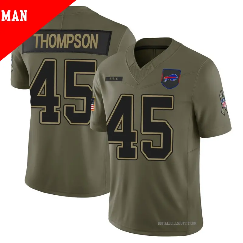 Men's ＃45 Shaq Thompson Buffalo Bills Limited Olive 2025 Salute to Service Jersey