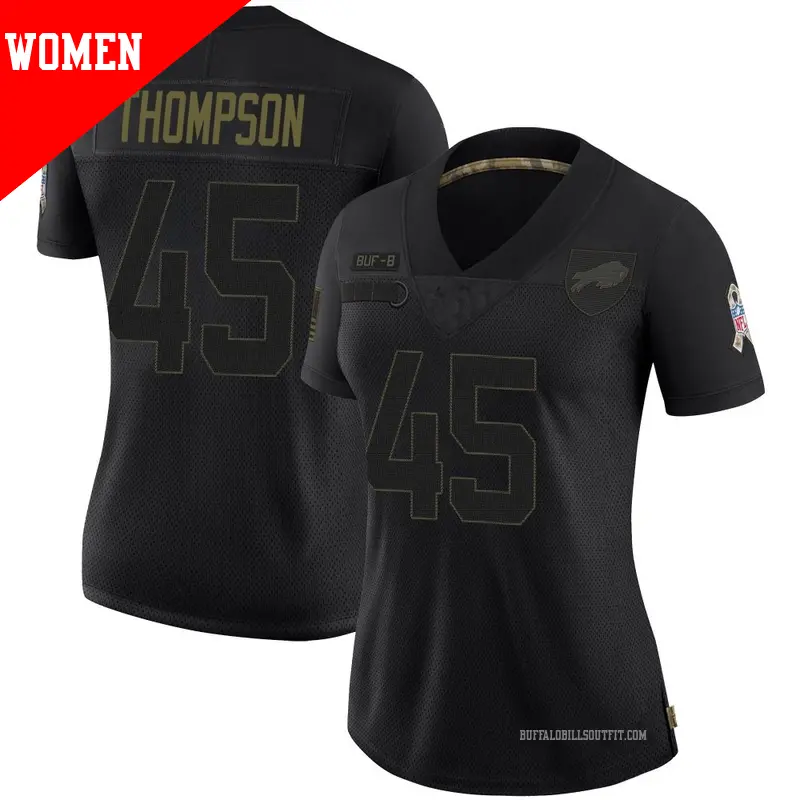 Women's ＃45 Shaq Thompson Buffalo Bills Limited Black 2020 Salute To Service Jersey