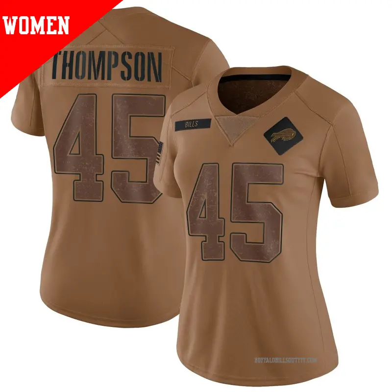 Women's ＃45 Shaq Thompson Buffalo Bills Limited Brown 2023 Salute To Service Jersey