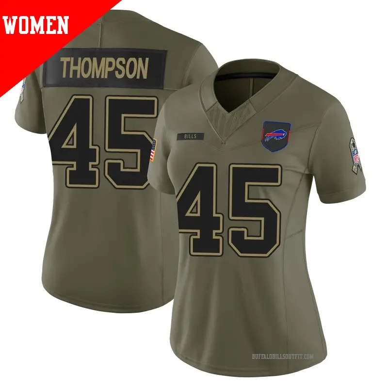 Women's ＃45 Shaq Thompson Buffalo Bills Limited Olive 2025 Salute to Service Jersey
