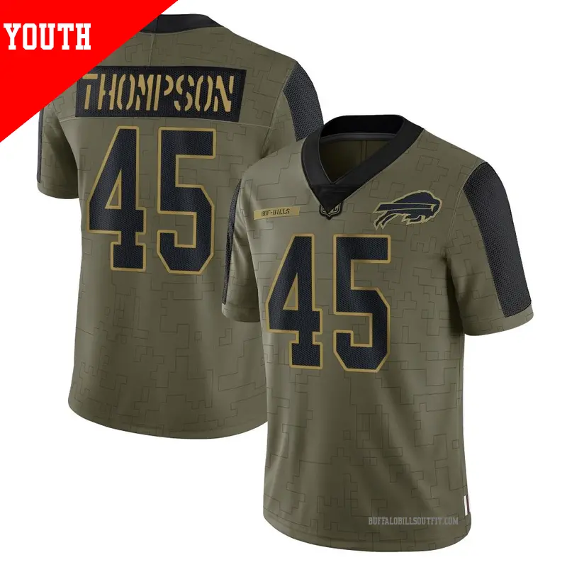 Youth ＃45 Shaq Thompson Buffalo Bills Limited Olive 2021 Salute To Service Jersey